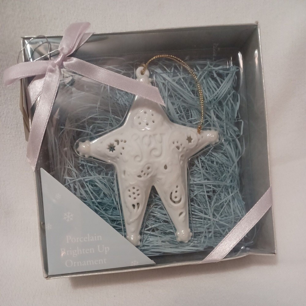 Vintage Snowscapes by Enesco Porcelain Star Joy Ornament 2003 Gift Box NEW